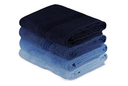 Aucune Juego de 4 toallas de baño - 70 x 140 cm - Azul